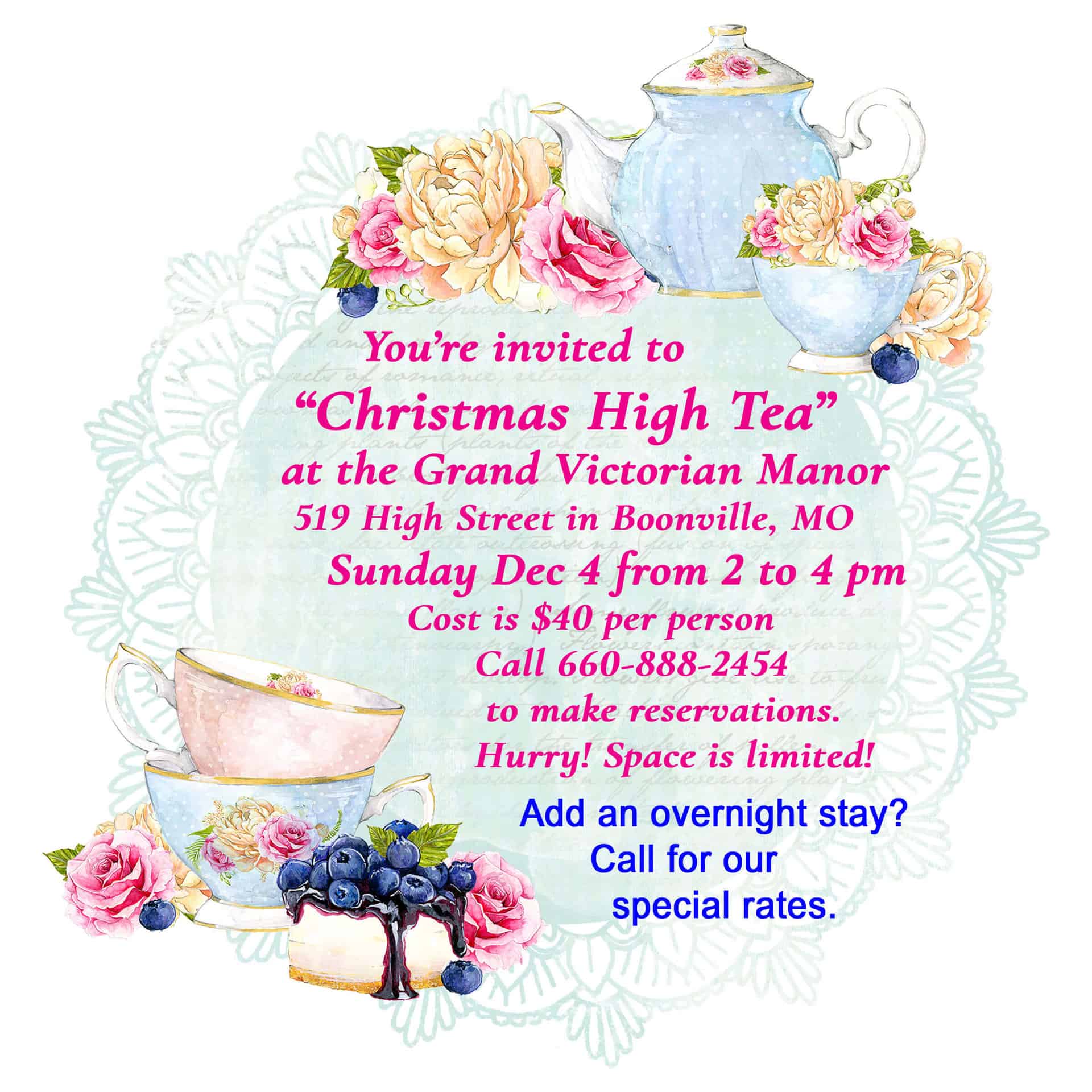 Christmas High Tea Boonville Luxury Lodging